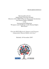 Opening Remarks by ODIHR Director Ambassador Christian Strohal