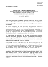 Statement by Ambassador Omur Orhun,  Permanent Representative of Turkey to the OSCE