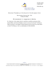 Statement by the Slovenian Presidency of the Council of the European Union in response to the statement made by the Delegation of Serbia