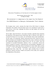Statement by the Slovenian Presidency of the Council of the European Union in response to the report by the Head of the OSCE Mission to Georgia, Ambassador Terhi Hakala