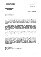 Letter from Georgi Parvanov, President, Republic of Bulgaria