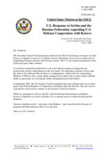 Statement by the Delegation of the United States in Response to Serbia and the Russian Federation regarding U.S. Defense Cooperation with Kosovo