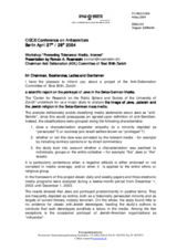 Presentation by Roman A. Rosenstein, Chairman of Anti Defamation (ADL) Committee of Bnai Brith Zurich