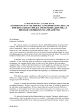 Statement by Claudia Roth, Commissioner of the Federal Government of Germany for Human Rights Policy and Humanitarian Aid