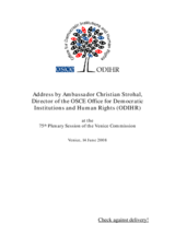 Address by Ambassador Christian Strohal, Director of the OSCE Office for Democratic Institutions and Human Rights