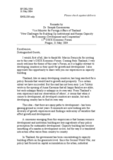 Remarks by Dr. Sorajak Kasemsuvan, Vice Minister for Foreign Affairs of Thailand