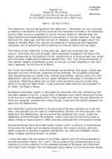 Speech by Edgar M. Bronfman, President of the World Jewish Congress