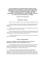 Annual Report on the implementation of the agreement on Confidence-and-Security-Building measures in Bosnia and Herzegovina (Dayton Peace Accords), 2004
