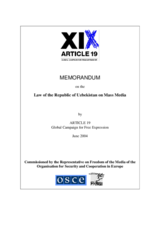 Review on the Law of the Republic of Uzbekistan on Mass Media Review on the Law of the Republic of Uzbekistan on Mass Media