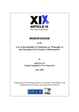 Review on the Law of the Republic of Uzbekistan on Principles of and Guarantees for Freedom of Information Review on the Law of the Republic of Uzbekistan on Principles of and Guarantees for Freedom of Information