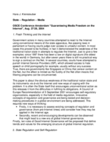 State - Regulation - Media, presentation by Hans J. Kleinsteuber, University of Hamburg