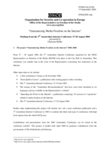 Presentation of findings from the OSCE Representative on Freedom of the Media's 2nd Amsterdam Internet Conference