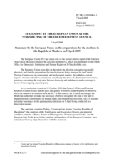 Statement by the Czech Presidency of the Council of the European Union on the preparations for the elections in the Republic of Moldova on 5 April 2009