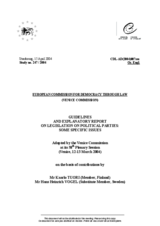 Council of Europe guidelines and explanatory report on legislation on political parties: some specific issues