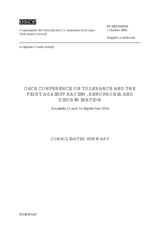 Consolidated summary of the OSCE Conference on Tolerance and the Fight against Racism, Xenophobia and Discrimination