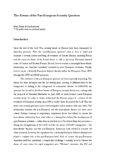 The Return of the Pan-European Security Question