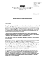 Report to the Permanent Council by the OSCE Representative on Freedom of the Media, 29 October 2009