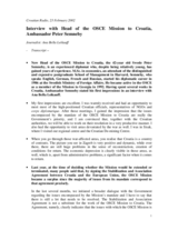 Interview with the Head of the OSCE Mission to Croatia, Croatian Radio