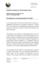 Statement by the Swedish Presidency of the Council of the European Union on the death penalty in the USA