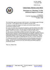 Statement by the Delegation of the United States on "presidential elections" in Abkhazia, Georgia, 12 December 2009