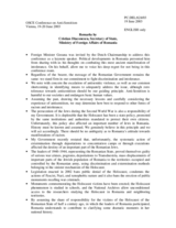 Remarks by Cristian Diaconescu, Secretary of State, Ministry of Foreign Affairs of Romania