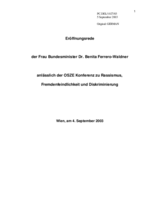 Statement by Dr. Benita Ferrero Waldner, Federal Minister of Foreign Affairs of Austria, opening session (de)