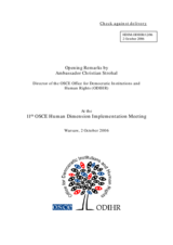 Opening Remarks by Ambassador Christian Strohal, ODIHR Director