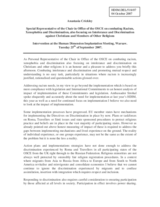 Intervention by Ms. Anastasia Crickley, Special Representative of the Chair in Office of the OSCE on Combating Racism, Xenophobia and Discrimination, also focusing on Intolerance and Discrimination against Christians and members of Other Religions