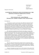 Statement by the Delegation of Switzerland in response to the address by the Minister for Foreign Affairs of the Former Yugoslav Republic of Macedonia and the Chairman of the Committee of Ministers of the Council of Europe, Antonio Milososki