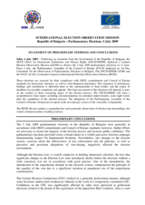 Bulgaria, Parliamentary Elections, 5 July 2009: Preliminary Statement