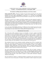 Croatia, Presidential Election, First Round, 27 December 2009: Preliminary Statement