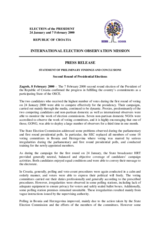 Croatia, Extraordinary Presidential Election, Second Round, 7 February 2000: Press Statement