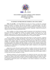 Georgia, Presidential Election, 9 April 2000: Preliminary Statement