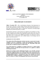 Georgia, Parliamentary Elections, First Round, 31 October 1999: Preliminary Statement