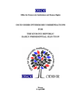 Kyrgyzstan, Presidential Election, 10 July 2005: Interim Recommendations