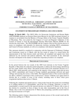 Former Yugoslav Republic of Macedonia, Local Elections, Second Round, 27 March 2005: Preliminary Statement