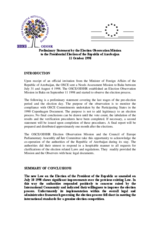 Azerbaijan, Presidential Election, 11 October 1998: Preliminary Statement