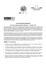 Former Yugoslav Republic of Macedonia, Parliamentary Elections, First Round, 18 October 1998: Preliminary Statement