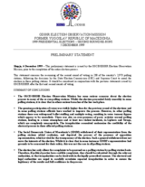 Former Yugoslav Republic of Macedonia, Presidential Election, Rerun of the Second Round, 5 December 1999: Preliminary Statement