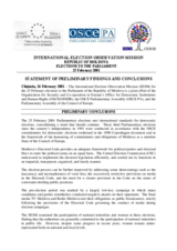 Moldova, Parliamentary Elections, 25 February 2001: Preliminary Statement