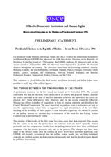 Moldova, Presidential Election, Second Round, 1 December 1996: Preliminary Statement