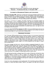 Romania, Presidential Election, First Round, 22 November 2009: Preliminary Statement