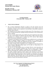 Serbia, Parliamentary Elections, 21 January 2007: Interim Report No. 1
