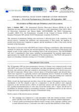 Ukraine, Early Parliamentary Elections, 30 September 2007: Preliminary Statement