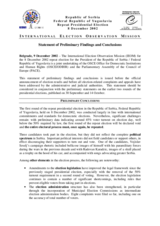 Serbia, Presidential Election, Repeat Voting,  8 December 2002: Preliminary Statement