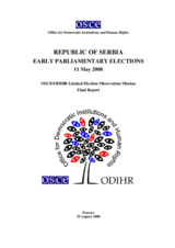 Serbia, Early Parliamentary Elections, 11 May 2008: Final Report