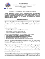 Moldova, Local Elections, First Round, 25 May 2003: Preliminary Statement