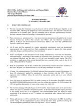 Kyrgyzstan, Pre-term Parliamentary Elections, 16 December 2007: Interim Report No. 1