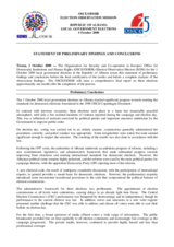 Albania, Local Elections, First Round, 1 October 2000: Preliminary Statement