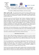 Georgia, Extraordinary Presidential Election, 5 January 2008: Preliminary Statement